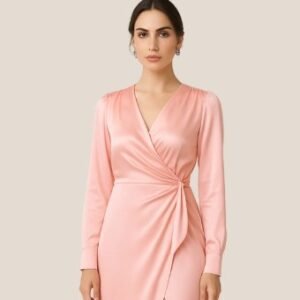 Satin Wrap Midi Dress